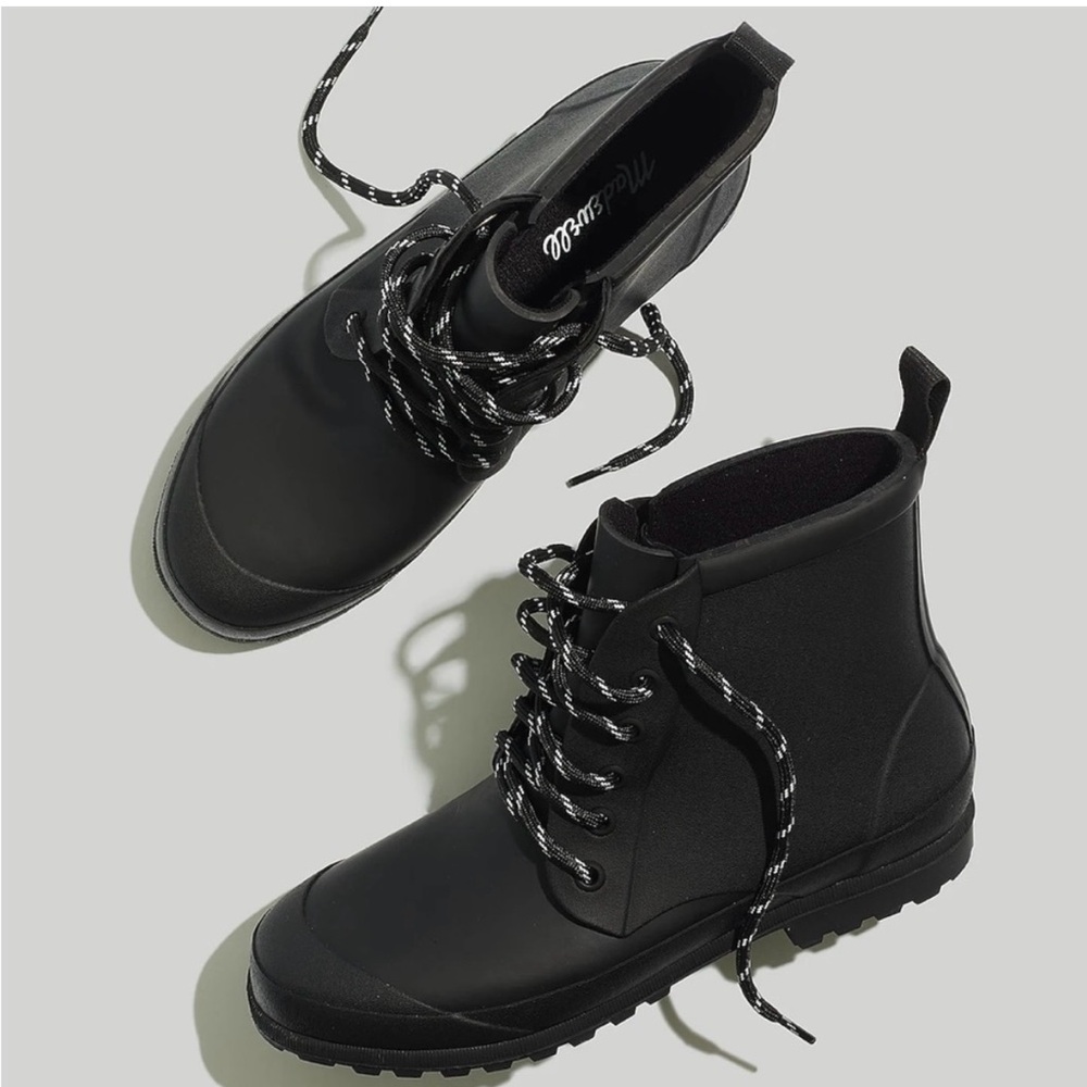 Madewell Lace Up Black Women’s Rain Boots